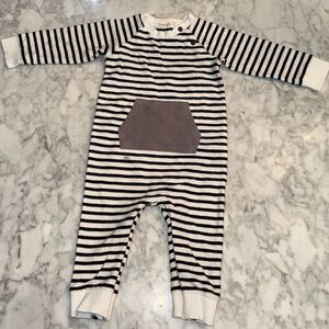 Miles Striped Baby One Piece Outfit with Pocket 12M